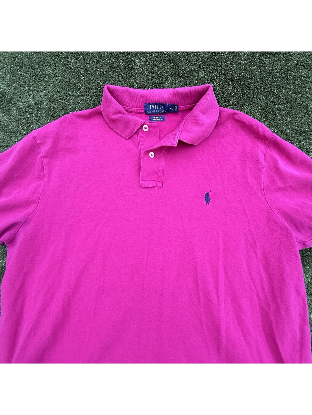 Polo Ralph Lauren Mens XL Pink Custom Fit Stretch Mesh Pony Logo Polo Shirt